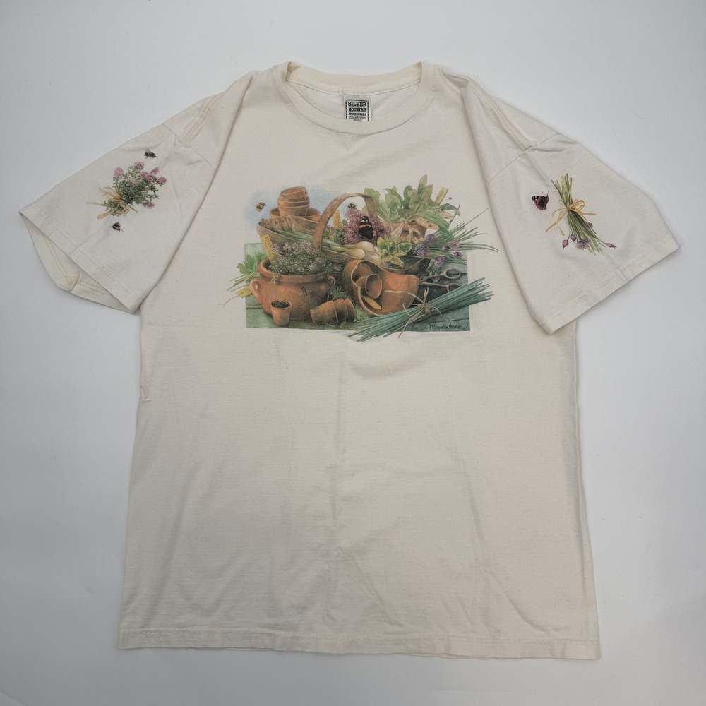 Silver Mountain Women Large Shirt Cream Marjolein Bastin Garden Botanical Art